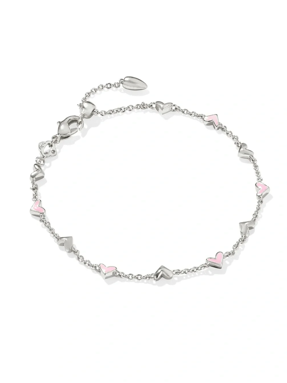 Kendra Scott Haven Silver Delicate Chain Bracelet in Pink Enamel